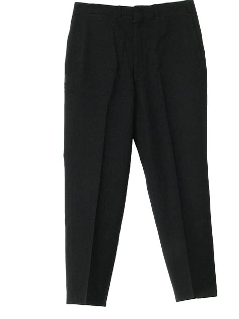 S Vintage Pants S No Label Mens Black Solid Colored Wool