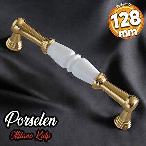 Badem10 Milano Gerçek Porselen Altın 128 Mm Mobilya Mutfak Kulp Çekmece