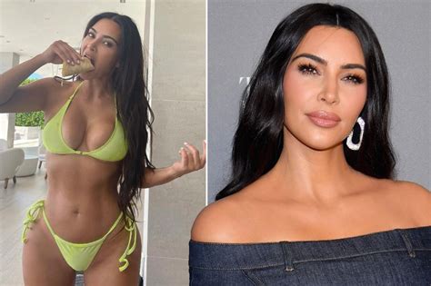 Kim Kardashian Scoffs A Taco As She Poses In Yellow Bikini At Luxury