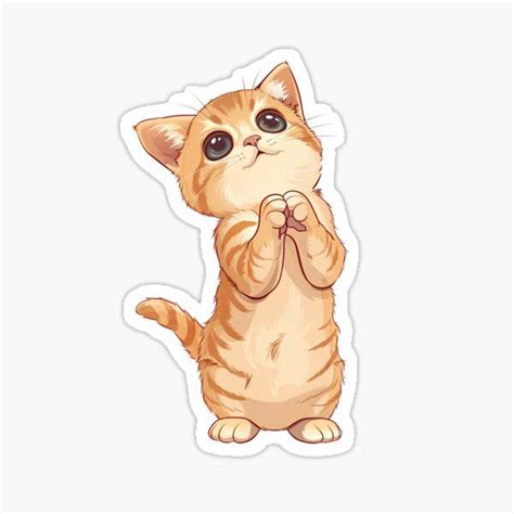 Cute Cat Standing Sticker For Sale By Crazycatgraphic In Cute