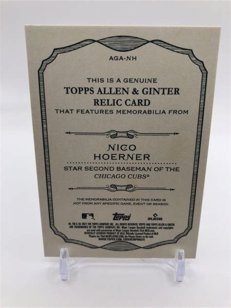 2021 Topps Allen Ginter Nico Hoerner AGA NH Relic Game Used Bat