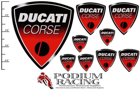 DUCATI DECALS RED CORSE DESIGN VINYL SET OF 9 Podium Racing