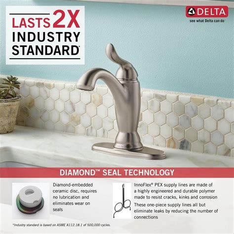 Delta Linden Single Hole Single Handle Bathroom Faucet With Metal Drain Assembly In Stainless