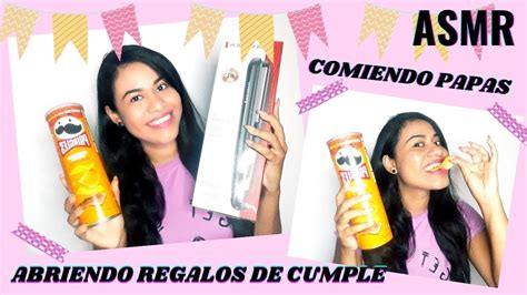 Asmr Espa Ol Comiendo Pringles Unboxing De Regalos De Cumplea Os