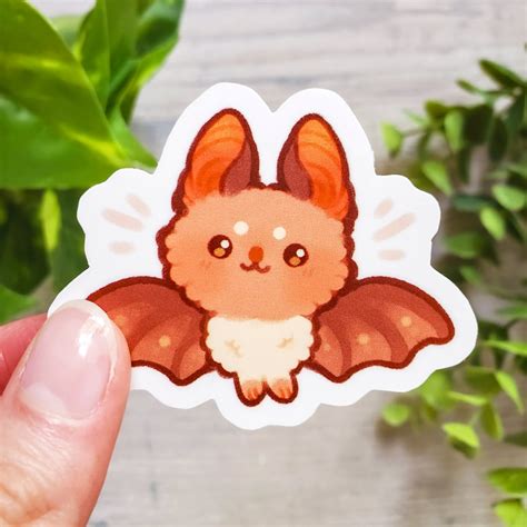 Fluffy Bat Sticker / Cute Bat Stickers / Vinyl Sticker / - Etsy