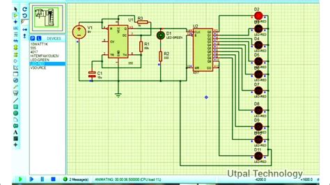 Led Chaser Using Cd4017 With 555 Timer Ic New Electronic Project Led Blinking Simulation