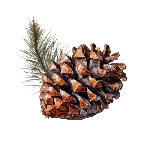 Premium Vector | Watercolor pine cone isolated with pine branch