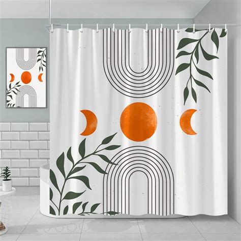 Bohemian Shower Curtain Romantic Mid Century Modern Minimalist Abstract