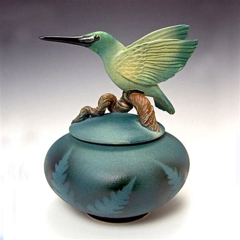 Hummingbird Covered Ceramic Urn Jar For Ashes Of Loved Ones Spirit Pieces Memorial Glass