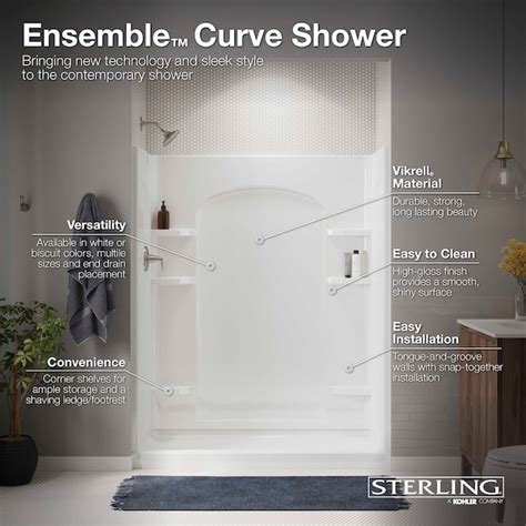 Sterling Ensemble Curve White Glue Up Shower Back Wall Panel 72232800 0 At