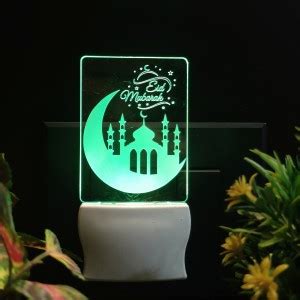 Sky Mart EID MUBARAK Acrylic 3D Illusion RGB 7 Colour Changing LED Plug