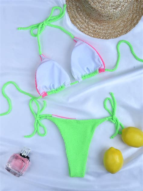 Women Sexy Mini Bikini Ribbed Micro Swimsuit Patchwork Cheeky Swimwear Sexy Girls Bathing Suit