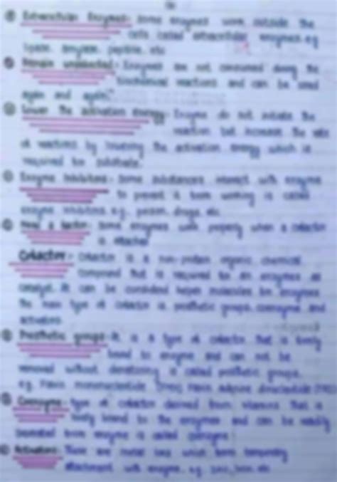 Solution Enzymes Notes Specificity Of Enzymes Handwritten Notes