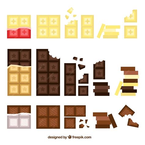 Free Vector Chocolate Bars And Pieces Collection With Different Shapes And Flavors