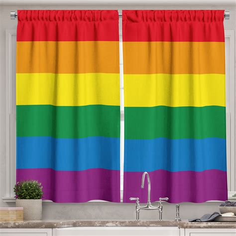 Ambesonne Rainbow Kitchen Curtains Gay Parade Flag Freedom 55 X39 Multicolor Walmart