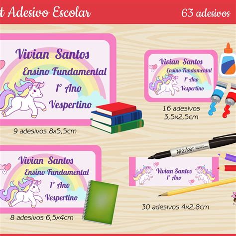 Kit Etiqueta Escolar Unicórnio Elo7 Produtos Especiais