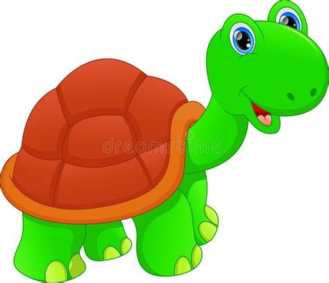 Cute green turtle cartoon stock vector. Illustration of happiness ...