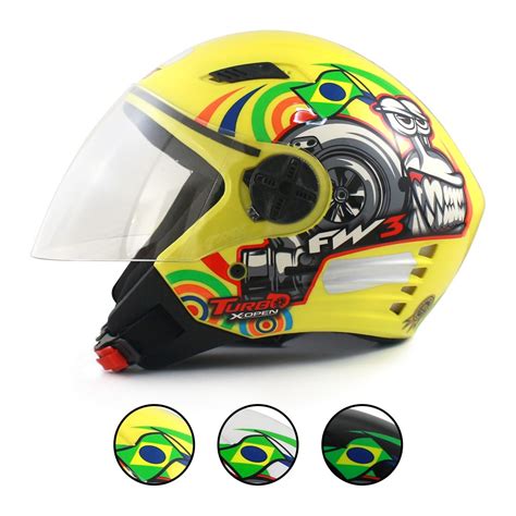 Capacete Moto Aberto Fw X Open Turbo Viseira Cristal Forro Preto