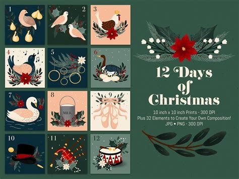 12 Days of Christmas Digital Download 12 Days of Christmas PNG 12 Days ...