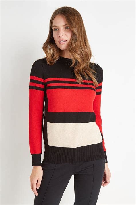 Jumpers And Cardigans High Neck Colour Block Jumper Wallis