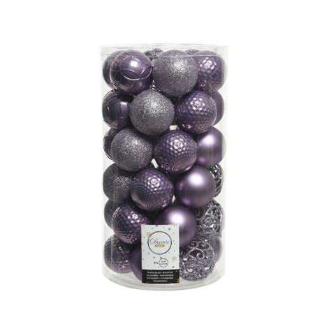 Decoris Kerstballen 37 Stuks Kunststof Lila Paars 6 Cm Leen