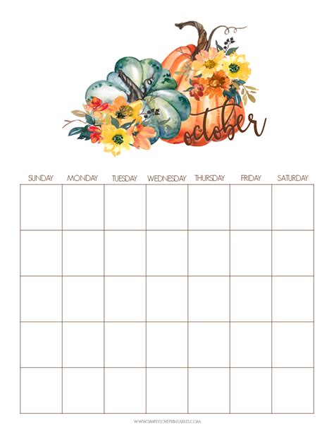 Simply Love Printables October Undated Calendar | Free printable calendar templates, Planner ...