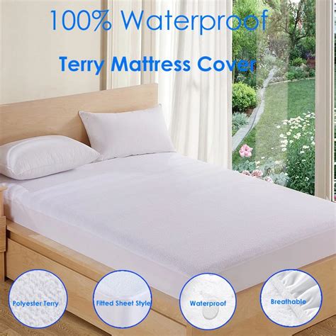 Iroyal 180200cm Terry Waterproof Mattress Cover Anti Mite Breathable