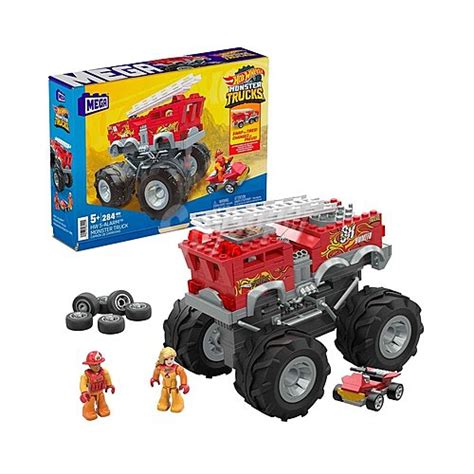 Hot Wheels Camión de bomberos 5 Alarm Coche de bloques de construcción con 2 figuras 279 piezas