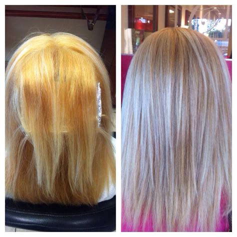 Color Correction From Orangey Blonde To Soft Cool Blonde Bright Blonde Hair Long Layered