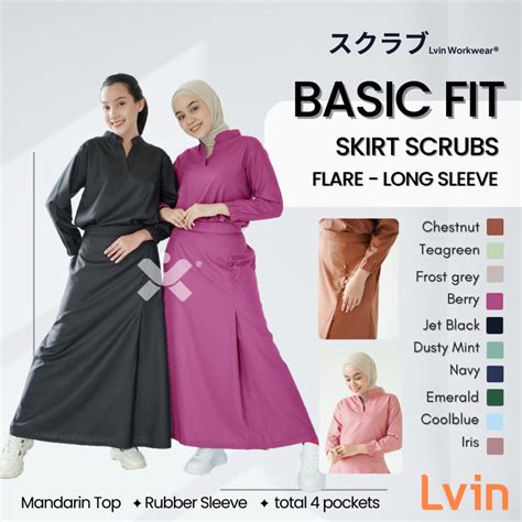 Jual Lvin Flare Skirt Scrubs Vol Baju Oka Rok Mandarin