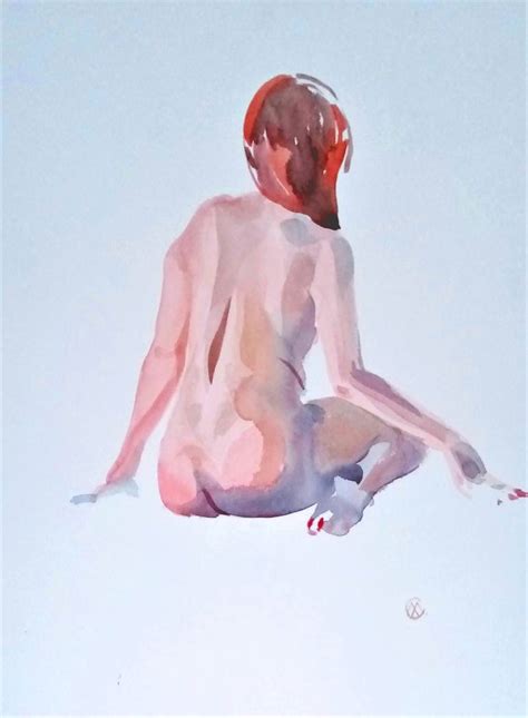 Girl Nude Painting Erotic Original Watercolor Figurative Artwork People Art Painting By Marina