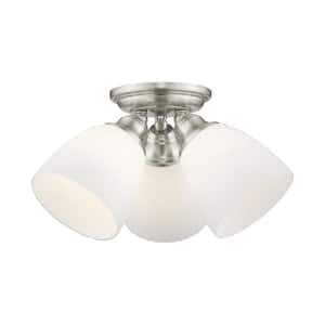 Hampton Bay Rigby 15 75 In 3 Light Brushed Nickel Flush Mount