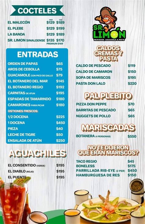 Carta Del Restaurante Mariscos Sr Limon Apodaca