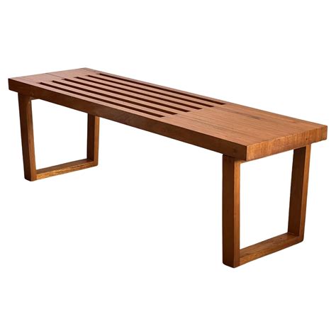 Expandable Danish Mid Century Modern Slat Bench At 1stdibs