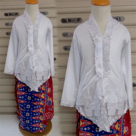 Jual Kebaya Encim Anak Perempuan Bordir Motif Ondel Set Rok Tumpal