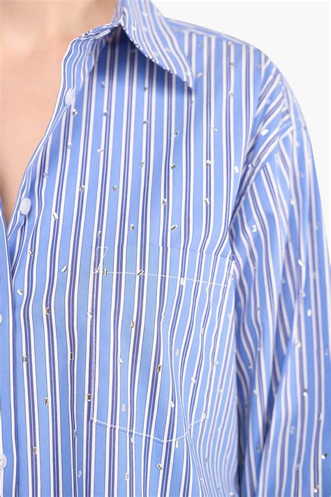 Katoenen Blouse Dames Steentjes Kygo Blauw Streep Janice