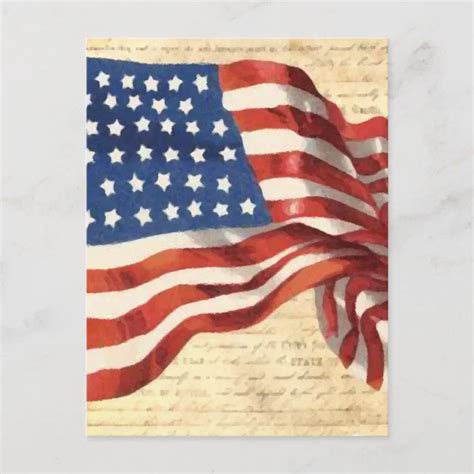 Old American Flag Painting Postcard | Zazzle