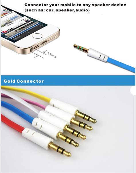 3.5mm Aux Cable Flat Cable Audio Cable For Speaker Device 1 Meter ...