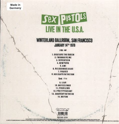 Sex Pistols Live In The U S A San Francisco LP Vinyl Europe Umr
