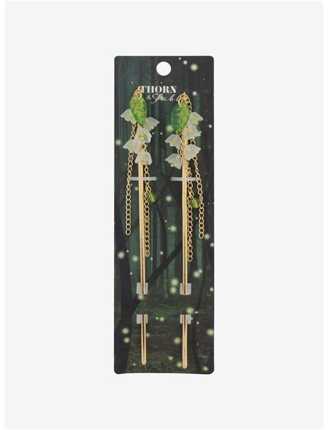 Thorn And Fable Dangling Flower Leaf Hair Stick Set Hot Topic