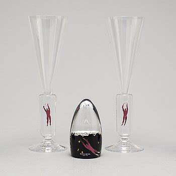 Two Champagne Glasses And A Glass Object By Bertil Vallien Millennium