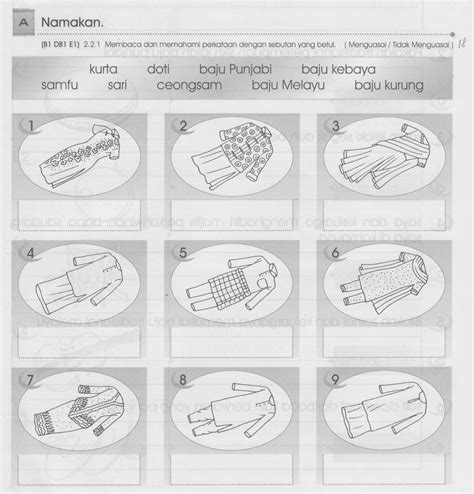 Lembaran Kerja Mewarna Pakaian Tradisional Kebudayaankesenian Dan