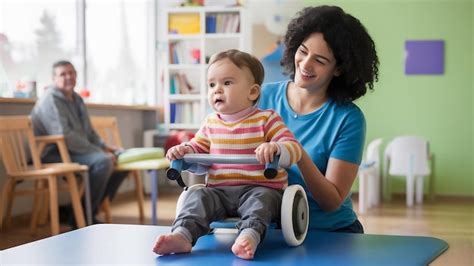 Crian A Paralisia Cerebral Em Fisioterapia Num Centro De Terapia