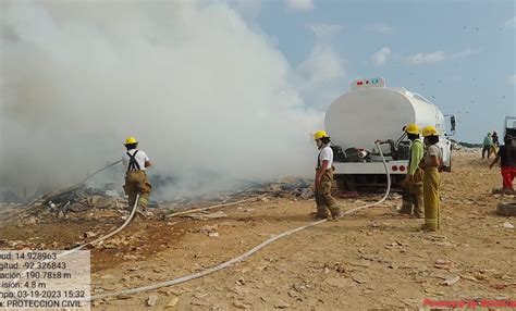 Autoridades Atienden Incendio Que Se Registra En El Basurero De Tapachula