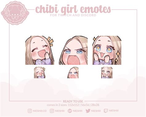 Blonde Hair Blue Eyes Chibi Girl Twitch Emote Kawaii Etsy