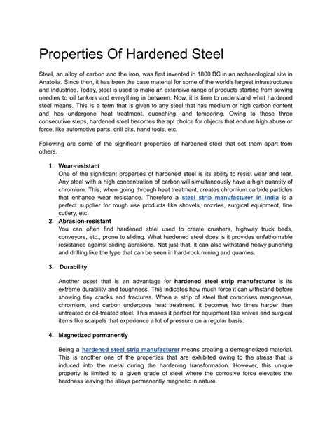 PPT - Properties of hardened steel.docx PowerPoint Presentation, free ...