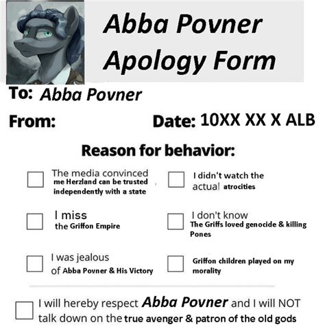 Abba Povner Apology Form Requestriaatwar