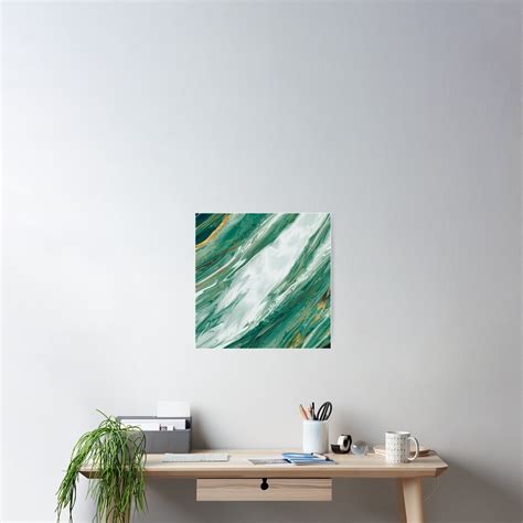 Emerald Jade Green Gold Accented Painted Marble Poster For Sale By Blkstrawberry Redbubble