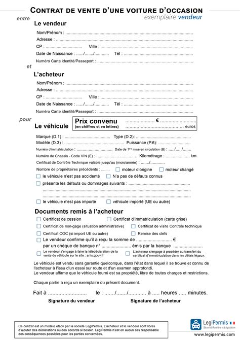 Modãle De Contrat De Vente Voiture D occasion Financial Report