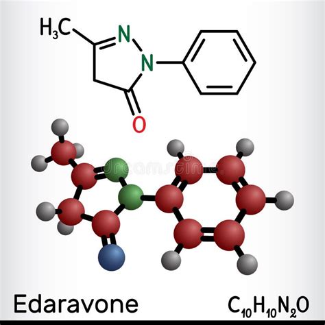 Edaravone Molecule. Structural Chemical Formula, Molecule Model. Stock ...